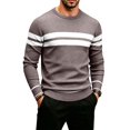 thumbnail image 2 of Men's Sweaters Striped Crew Neck Long Sleeve Loose Fit Soft Cozy Lightweight Pullover Sweater Tops, 2 of 7