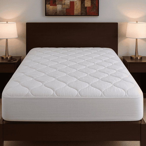 Comfort Deluxe Quilted Fitted Mattress Pad, Poly/Cotton, Full, 54"x75"x15"