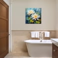 thumbnail image 5 of ZHONGYUTONG Lotus Canvas Wall Art Blooming White Flower Painting Zen Floral Watercolour Picture Print for Bathroom Decor Framed (28.00" x 28.00"), 5 of 5