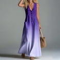 thumbnail image 5 of Guieoi Summer Dresses for Women under $10 Plus Size Flowy Buttoned Cotton-Linen Loose Pocket Sleeveless Printed Gradient Maxi Dress Purple M, 5 of 7