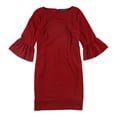 thumbnail image 1 of American Living Vestido de tubo con mangas acampanadas de crepé para mujer, rojo, 6, 1 of 1