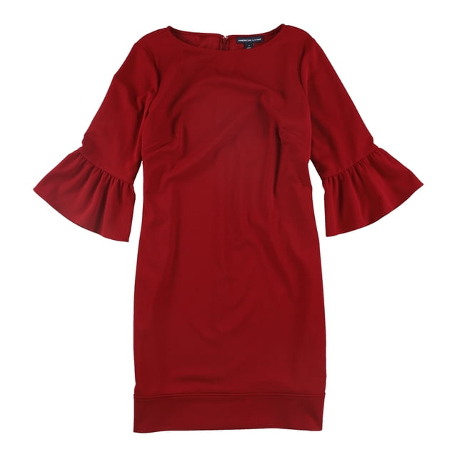 American Living Vestido de tubo con mangas acampanadas de crepé para mujer, rojo, 6