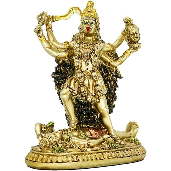 BangBangDa Hindu Goddess Kali Statue Sculpture - Indian God Decorative Antique Idol - India Goddess of Time and Death Figurine Murti Pooja Puja Buddha Temple Mandir Decor