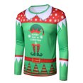 thumbnail image 1 of Innerwin T-Shirt de Noël à Manches Longues pour Hommes, Col Rond, Mode Basique, Vert L, 1 of 2
