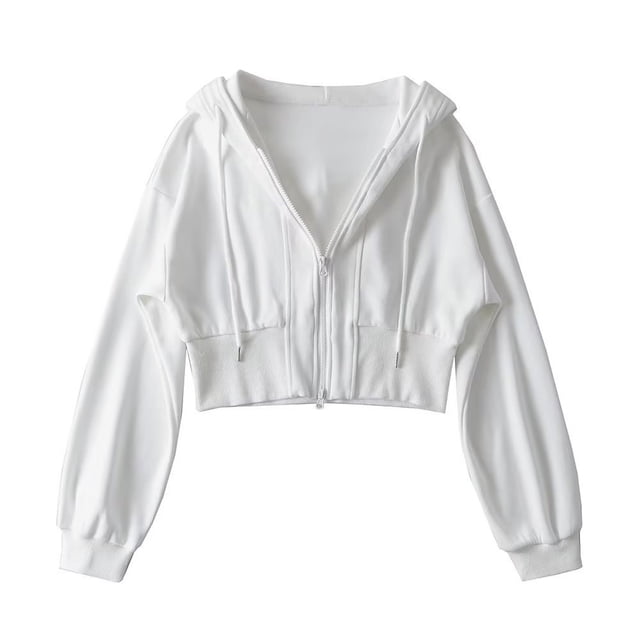 Sudadera con capucha y manga larga para mujer, informal, lisa, de manga larga, con bolsillo y cremallera, para exteriores, con capucha