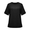 thumbnail image 3 of BVOFAR Women's Oversized Round Neck T-Shirts 2025 Summer Casual Short Sleeve Tops Solid Color Side Slit Loose Fit Tee Shirts, 3 of 8