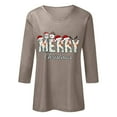 thumbnail image 4 of Fiaer Christmas Merry T Shirts for Women V Neck 3/4 Sleeve Holiday Graphic Tee Fall Loose Fit Plus Size Fashion Casual Tops Khaki XL, 4 of 4