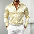 thumbnail image 2 of StSilkitty Men's Satin Shirts Long Sleeve Collared Button down Dress Shirt with Pockets Lightweight Business Casual Tops, 2 of 5