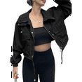 thumbnail image 3 of Veste Courte pour Femmes Fermeture à Glissière Surdimensionnée Anorak Utilitaire avec Poches, 3 of 8