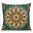 thumbnail image 2 of Boho Flower Throw Pillow Covers, Soft Pillowcases with Invisible Zipper, Yellow Green Bohemian Colorful Medallion Decorative Square Pillow Cushion Covers for Living Room Couch Sofa Bed 18x18 Inches, 2 of 8