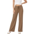thumbnail image 3 of Women's Ribbed Straight Leg Drawstring Lounge Pants Soft Casual Relaxed Fit, 3 of 7