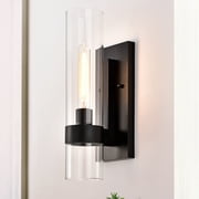 C Cattleya 1-Light Black Wall Sconce Indoor Wall Light Fixture with Clear Glass Tube