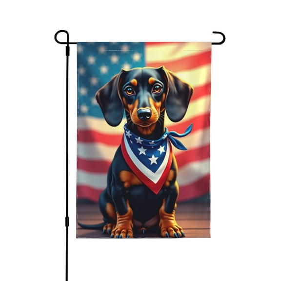 Patriotic Dachshund Dog Garden Flag 12x18 Inch Double Sided American Flag Decor Summer Outdoor Yard Flag Independence Day Decoration 4th Of July Banner House Flag Festive Yard Art