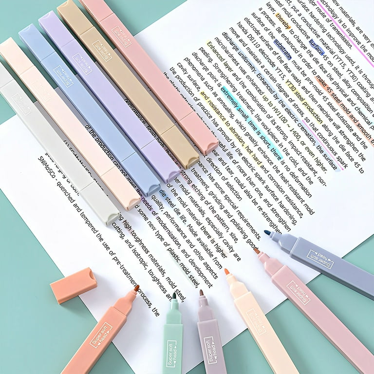 Aesthetic Cute Highlighters Assorted Colors, Bible Highlighters and Pens No  Bleed, Mild Soft Chisel Tip Pastel Highlighters Marker Pens for Journaling
