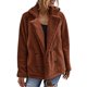 thumbnail image 1 of Gibobby Chamarra mujer, Abrigos esponjosos para mujer, chaquetas de oveja mullidas con cierre, estilo novio, clásico, sherpa, manga larga(Marrón,CH), 1 of 5