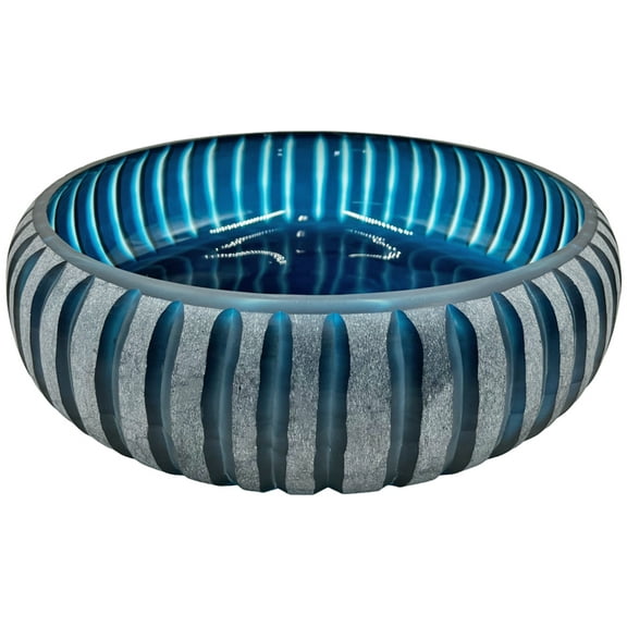 Decorative Handmade Glass Bohemian Vase in Blue, 17