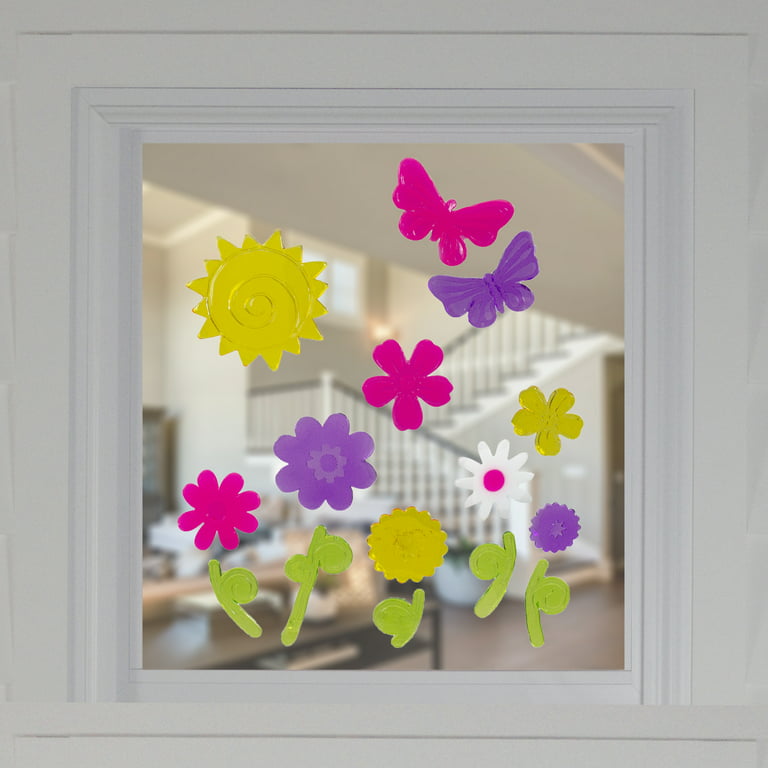 9pcspring Flowers Thick Gel Clings Butterfly Window Gel Clings