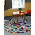 thumbnail image 4 of Unique Loom Azalea Collection Area Rug - Holly (3' Round Multi/Navy Blue), 4 of 9