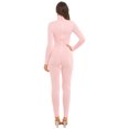 thumbnail image 2 of YIZYIF Womens Solid Color Long Jumpsuit Long Sleeve Bodysuit Gym Yoga Sports Jumpsuit Pink S, 2 of 7