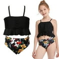 thumbnail image 2 of Girls Swimsuits Set Flower High Waisted Bathing Suit Kids Bikini for Children, 2 of 10