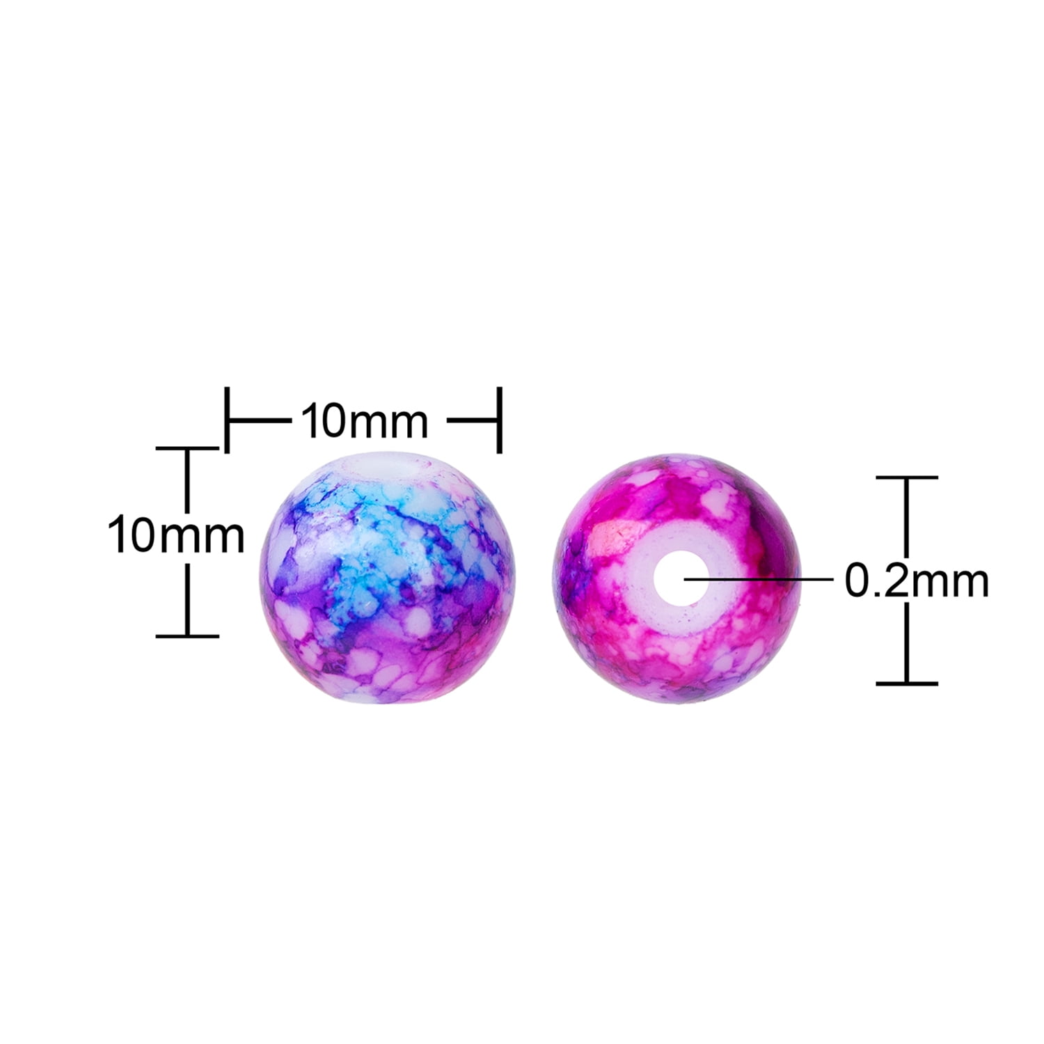 Cousin DIY 10mm Blue Pink Purple Tie-dye Glass Bead Strand, 42 Pieces, Model AJM63715360
