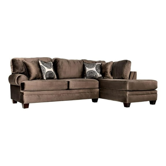 Furniture of America Sheryl Transitional Microfiber Sectional in Brown