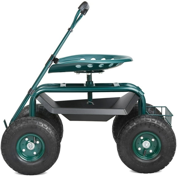 Garden Cart Rolling Workseat, 360 Swivel Seat, Garden Stool with Wheels