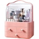 thumbnail image 1 of Organizador de maquillaje, caja de almacenamiento de cosméticos portátil de acrílico, cajones transparentes, caja de joyería, soporte para cosméticos para tocador y baño (rosa), 1 of 5