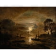thumbnail image 3 of Aert van der Neer 14x12 Black Modern Framed Museum Art Print Titled - Moonlight at a Dutch River, 3 of 5