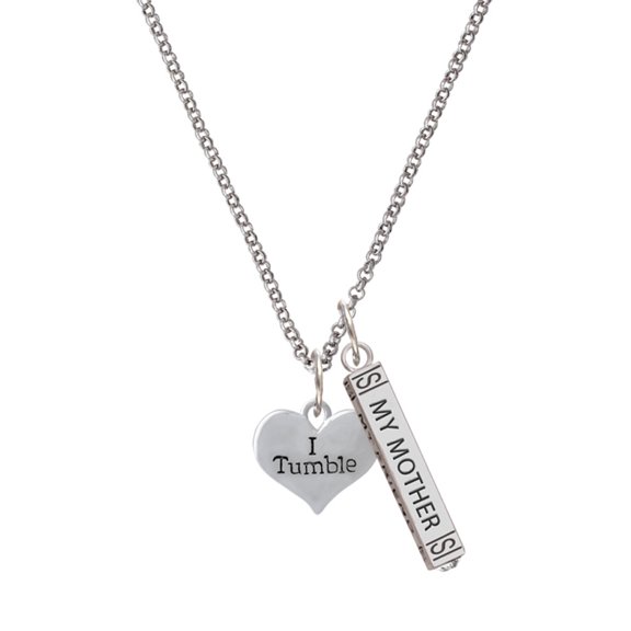 Delight Jewelry Silvertone I Tumble Heart Silvertone Always My Mother Bar Charm Necklace, 23"