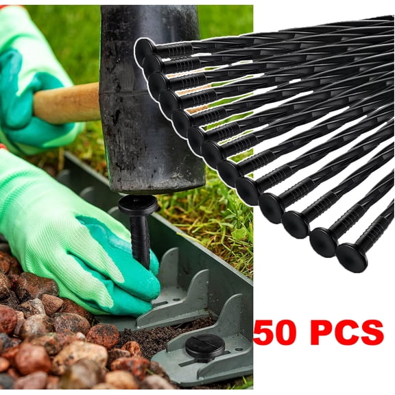 50PCS No Dig  Landscape Edging Spikes Edging Stakes Anchoring Garden Spikes Nail Pin Staples for Paver Edging Weed Barriers and Tent