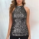 thumbnail image 2 of Top halter con lentejuelas para mujer - Blusa corta sin mangas brillante para fiesta/discoteca (talla única), 2 of 5