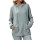 thumbnail image 1 of Sudadera con Capucha Extragrande para Mujer, Informal, de Larga, de Punto Gofre, con Cordón Ajustable, Abertura Lateral y Bolsillo. Verde L, 1 of 9