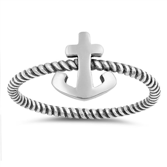 Anchor Rope Nautical Thin Thumb Ring .925 Sterling Silver Band Jewelry Female Male Unisex Size 7
