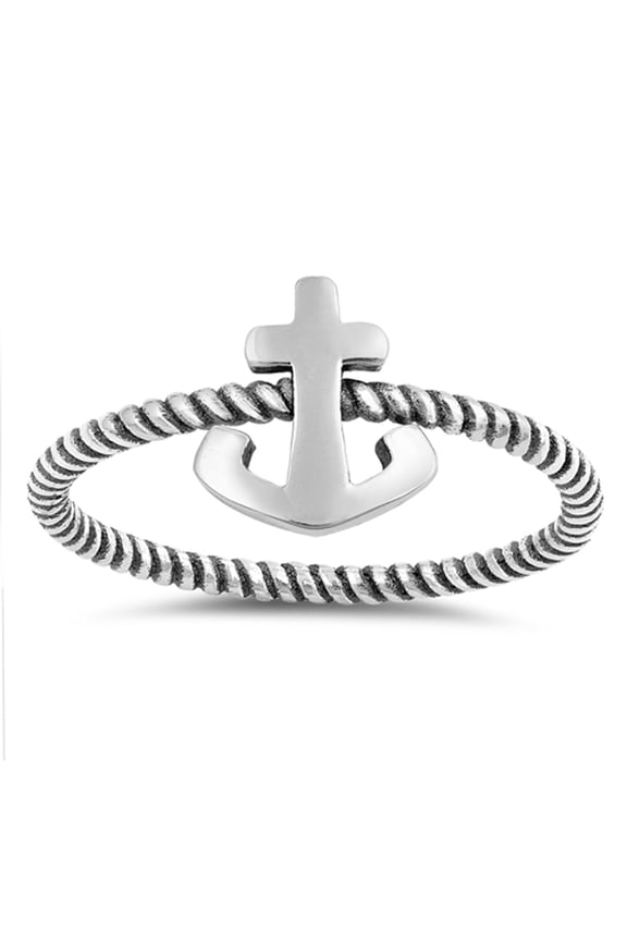 Anchor Rope Nautical Thin Thumb Ring .925 Sterling Silver Band Jewelry Female Male Unisex Size 11