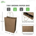thumbnail image 3 of [50 PACK] Tiny Brown Kraft Paper Bags with Handles, Shopping, Gift Bags, Party, Merchandise, Lunch Bags, Grocery Bags, Takeout, Carryout, Reusable - 8 x 4.5 x 10.25 inch by EcoQuality, 3 of 6