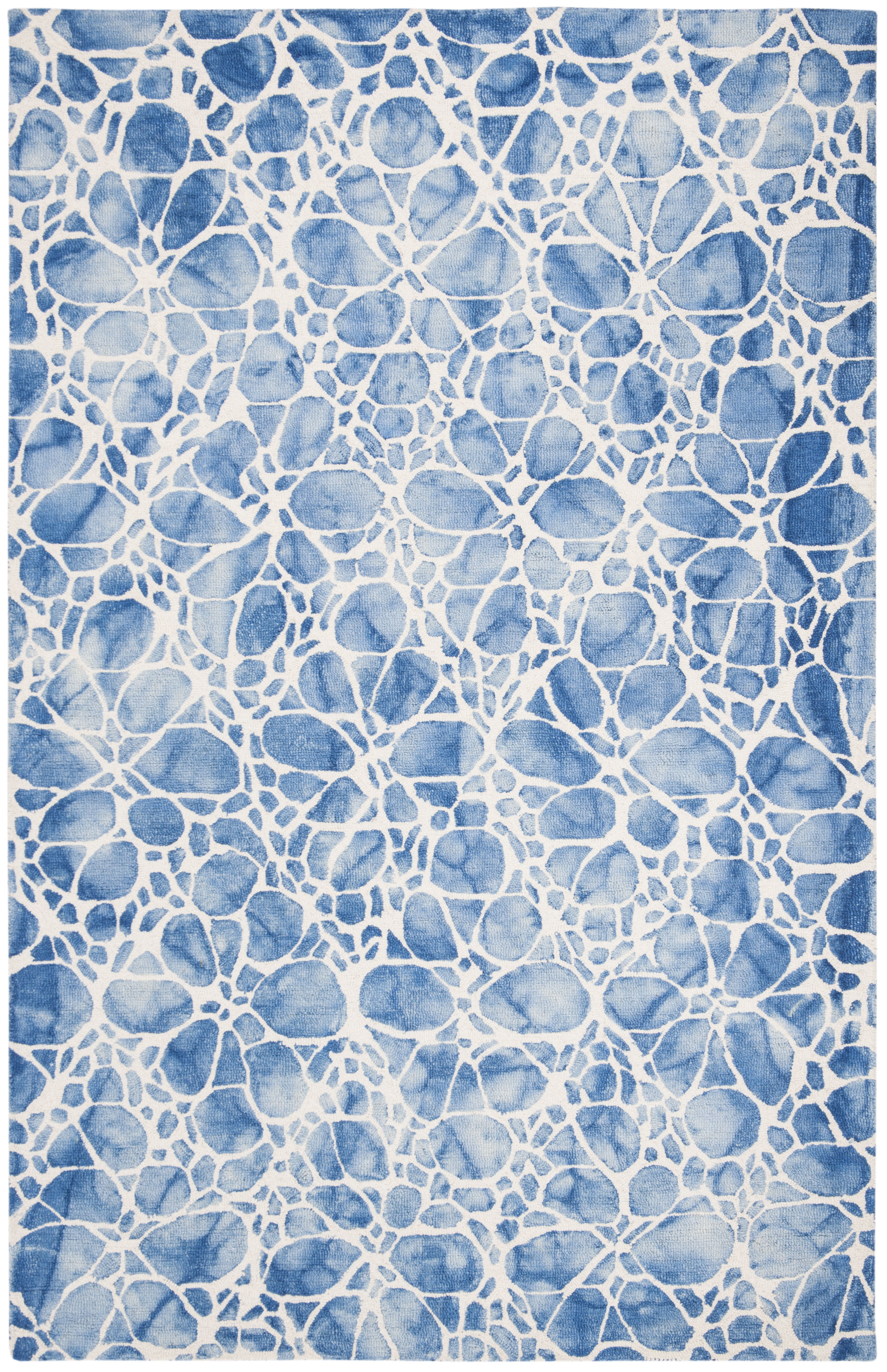 SAFAVIEH Dip Dye Eleanora Distressed Wool Area Rug, Ivory/Blue, 5' x 8'