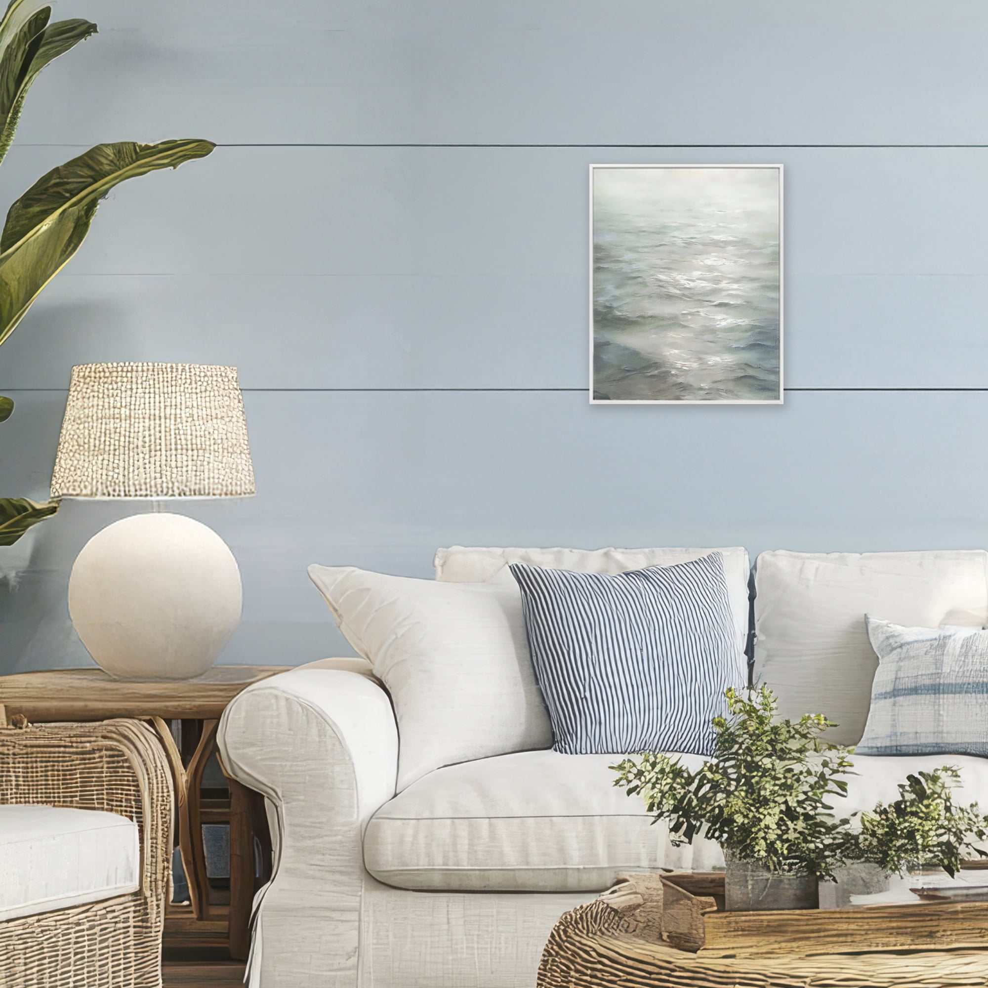 Stupell Industries Shallow Reflections on Sea White Framed Giclee Art, design by Riley B