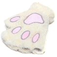 thumbnail image 1 of Women's Bear Plush Cat Paw Claw Glove White Soft Winter Fingerless Mitten Gloves White-HYJ, 1 of 4