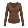 thumbnail image 6 of Auralook Women V‑Neck Long Sleeve Thermal Tops Ladies Base Layer Undershirt for Winter Cold Weather with Thumb Holes, 6 of 9
