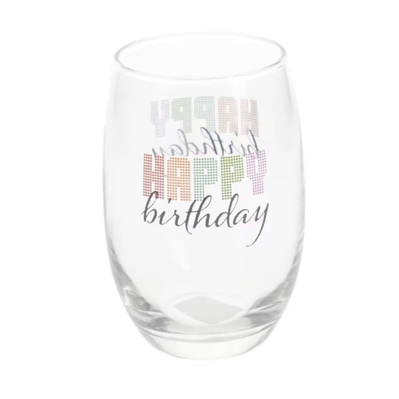 2 Piece Stemless Wine Glass Set (Happy Birthday)