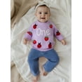 thumbnail image 5 of Miaouyo Baby Girls Birthday Knit Fall Sweater 9 12 18 Months Fashionable Strawberry and Letter Embroidery Crew Neck Long Sleeve Birthday Tops, 5 of 9
