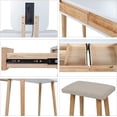 thumbnail image 3 of PULUOMIS 31.5'' Makeup Vanity Desk with Adjustable Brightness Square Mirror Light for Small Spaces, Vanity Desk with Drawers and Stool, 3 of 8