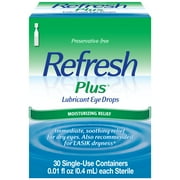 Refresh Plus Lubricant Eye Drops Preservative-Free Artificial Tears, 0.4 ml, 30 Count