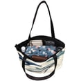 thumbnail image 5 of Whale Canvas Leather Mix Handbag with Twill, Sponge, Jeanette Material - 30x10.5x39cm/11.8x4.1x15.4in Size, 5 of 5