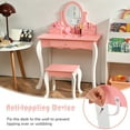 thumbnail image 6 of Gymax Kids Vanity Princess Makeup Dressing Table Stool Set W/ Mirror Drawer Pink, 6 of 9
