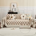 thumbnail image 1 of Geometric sofa cover with tassel chenille, beige/khaki, 1 of 6
