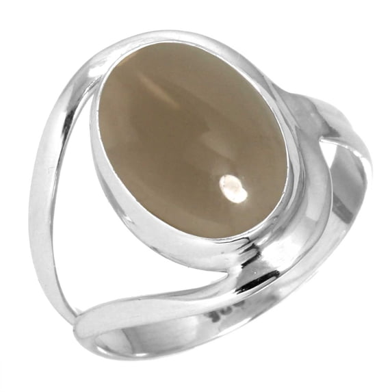 925 Silver Ring For Women - Girls Brown Smoky Topaz Stone Silver Ring Size 7 June Birthstone Costume Silver Ring Size 7 Gift For Women On Christmas 925 Silver Jewelry With Gemstone