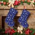 thumbnail image 6 of Uemuo Golden Snowflakes Royal Blue Print Christmas Stockings, 18inch Xmas Hanging Stocking Decorations for Christmas Party Family Decor, 6 of 7