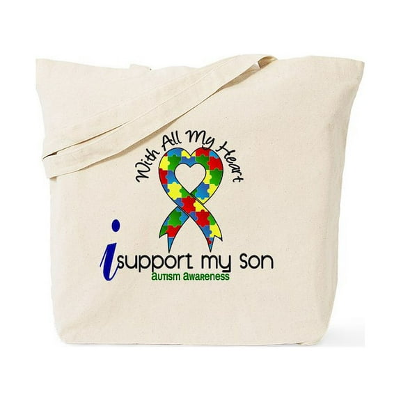 CafePress - With All My Heart Autism Tote Bag - Unisex Canvas Tote Bag, Beige, 1-Piece